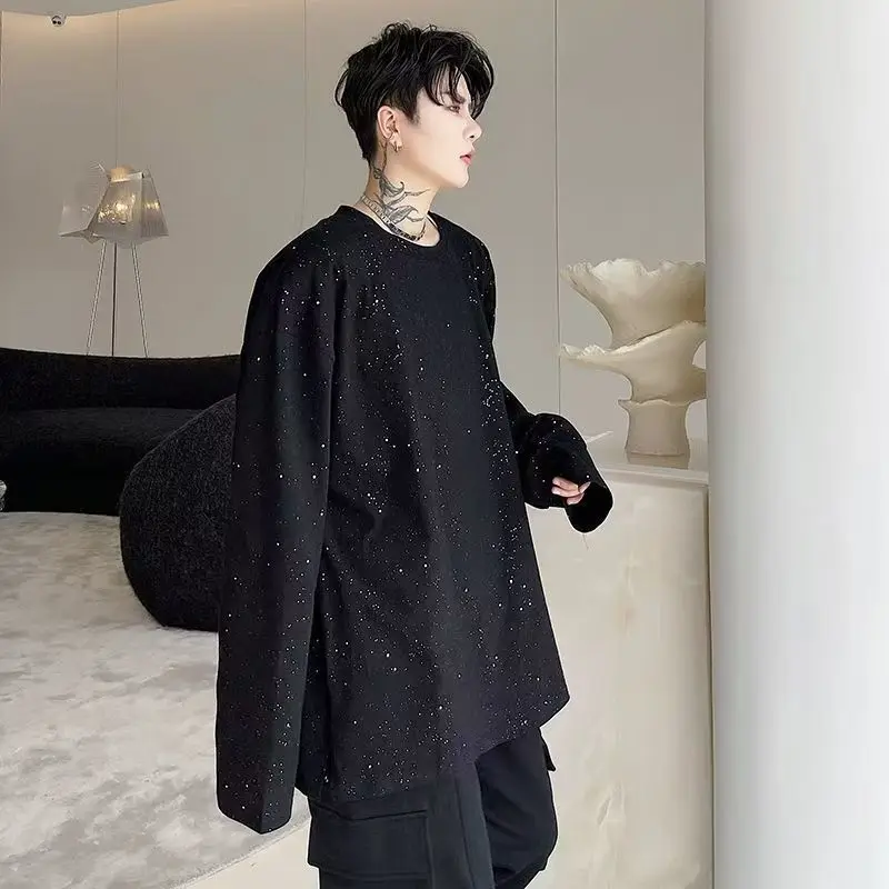 Streetwear Brand Aesthetic - 패션 블랙 배기 남성 풀오버 하이