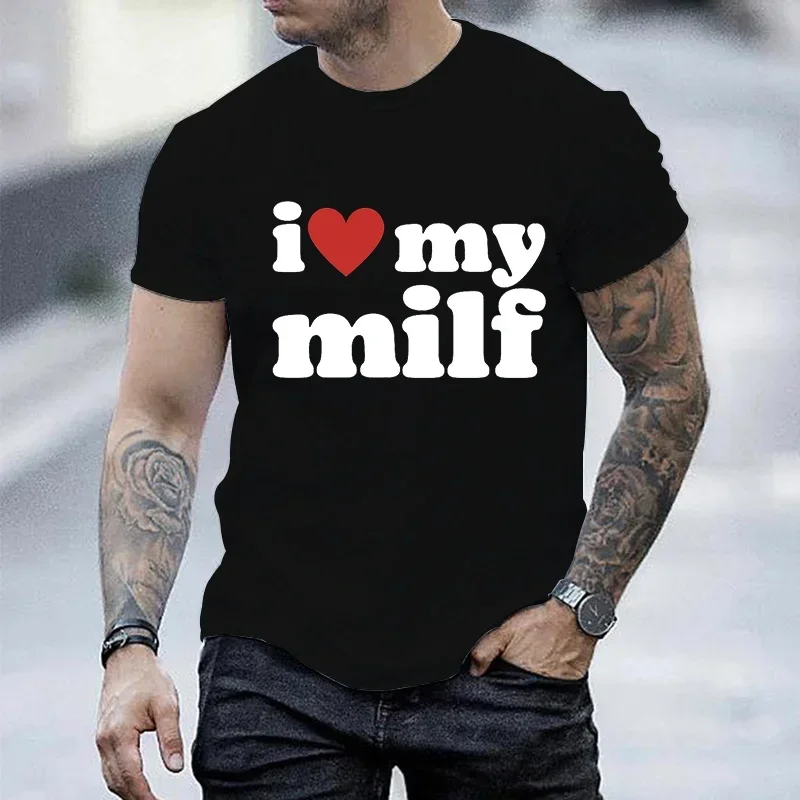 Streetwear Brand Aesthetic - I Love My Milf 프린트 남성