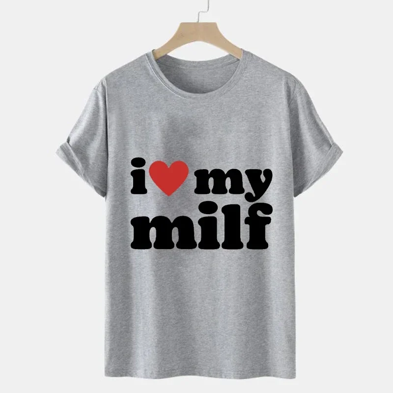 I Love My Milf 프린트 남성 브랜드 티셔츠  - Streetwear Brand Aesthetic 리뷰 및 가격